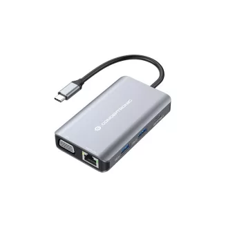   Conceptronic Notebook Dokkoló - DONN21G (USB-C to HDMI/VGA/USB-C PD/USB 3.0/GbE)