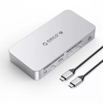   Orico Notebook Dokkoló - TB4-SV (Bemenet: Thunderbolt, Kimenet: HDMI/DP/3,5mm Jack/RJ45/USB-A+C/PD85W, sötétszürke)