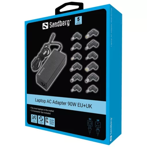 Sandberg Univerzális Töltő adapter - Laptop AC Adapter 90W EU+UK