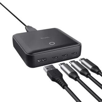   Trust Telefon töltő - Maxo (4 port; 100W;  USB + 3x USB-C; fekete)