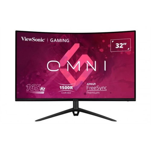 ViewSonic Monitor 31,5" - VX3218-PC-mhdj (VA, 16:9, 1920x1080, 165Hz, 1ms, 300cd/m2, 2xHDMI, DP, VESA, SPK, ívelt, m.ál)