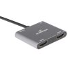 Bluestork USB Hub - HUB-DUO-HDMI (USB3.0, USB-C to 2xHDMI + USB-C, 4K@30Hz, szürke)