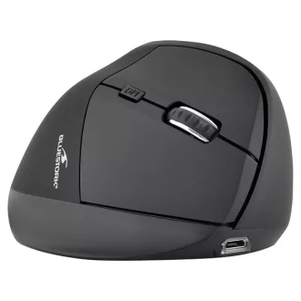   Bluestork Vezeték nélküli Egér - M-WL-ERGO-BK (Ergonomic, Rechargeable, 2.4G, 2400 DPI, optikai, fekete)