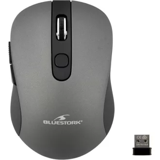   Bluestork Vezeték nélküli Egér - M-WL-OFF60-GREY (1600 DPI, 6 gomb, optikai, szürke)