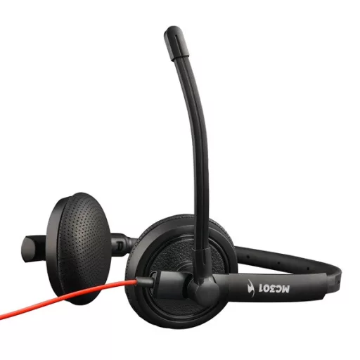 Bluestork Fejhallgató - MC301 Office Headset (mikrofon; hangerő szabályzó, 3,5 Jack, fekete)