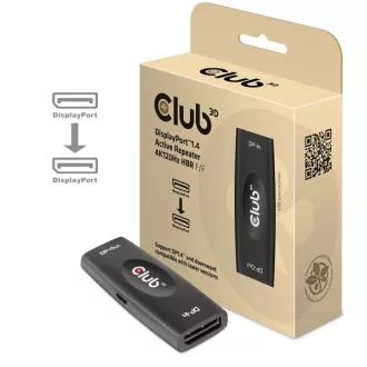   Club 3D Átalakító - CAC-1007 (DisplayPort 1.4, 4K120Hz HBR3, Aktív Ismétlő, F/F, 20m)