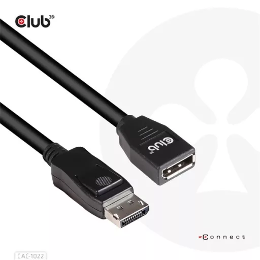 Club 3D Kábel - CAC-1022 (DisplayPort 1.4 HBR3, 8K60Hz, 4K144Hz, 2m, M/F, 32.4Gbps)