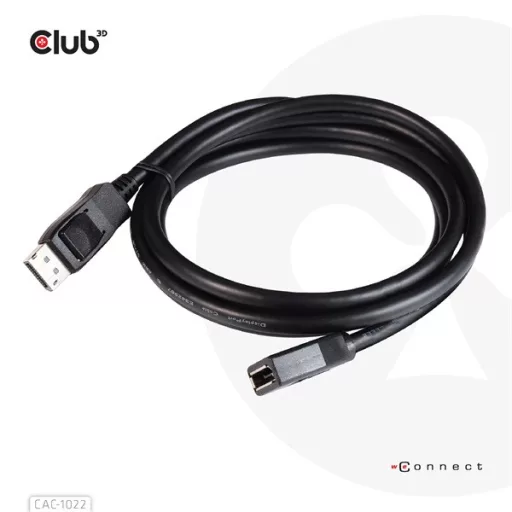Club 3D Kábel - CAC-1022 (DisplayPort 1.4 HBR3, 8K60Hz, 4K144Hz, 2m, M/F, 32.4Gbps)