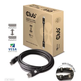   Club 3D Kábel - CAC-1060 (DisplayPort 1.4, 8K, 32.4Gbps, HBR3 8K, 28AWG, M/M, 3m)