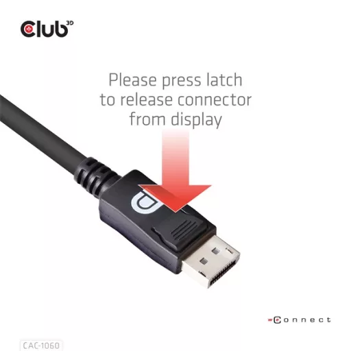 Club 3D Kábel - CAC-1060 (DisplayPort 1.4, 8K, 32.4Gbps, HBR3 8K, 28AWG, M/M, 3m)