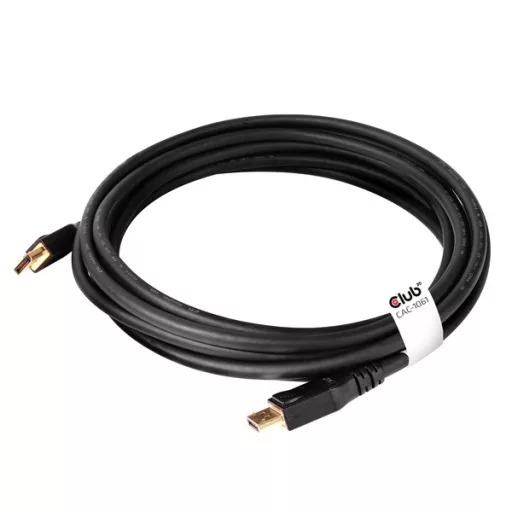 Club 3D Kábel - CAC-1061 (DisplayPort 1.4, HBR3, 8K60Hz, 5m, 32CH, Aranyozott, VESA, M/M)