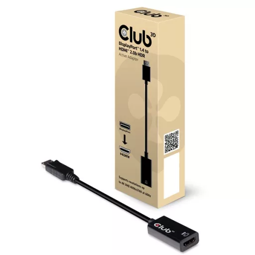 Club 3D Átalakító - CAC-1080 (DisplayPort 1.4 to HDMI 2.0, 4K60Hz, HDR, 3D aktív)
