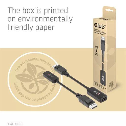 Club 3D Átalakító - CAC-1088 (DisplayPort 1.4 to HDMI 4K120Hz/8K60Hz HDR Aktív, M/F)