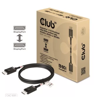   Club 3D Kábel - CAC-1091 (DisplayPort 2.1,  DP80, 4K240Hz, 1.2m, Bidirectional, M/M)