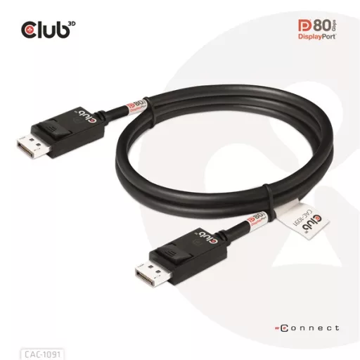 Club 3D Kábel - CAC-1091 (DisplayPort 2.1,  DP80, 4K240Hz, 1.2m, Bidirectional, M/M)