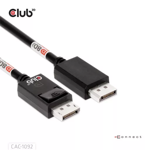 Club 3D Kábel - CAC-1092 (DisplayPort 2.1, DP80, 8K240Hz, 1.6m, Bi-Directional, M/M)