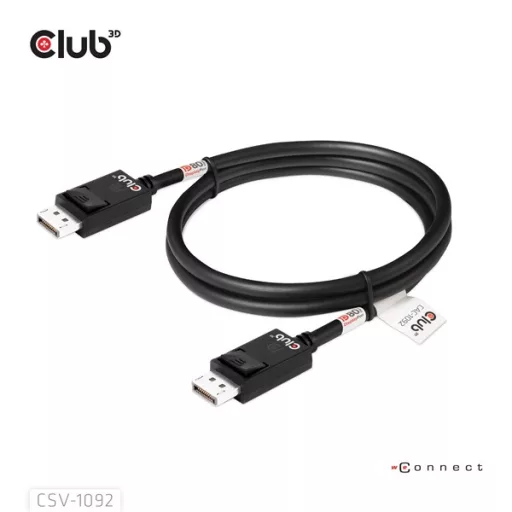 Club 3D Kábel - CAC-1092 (DisplayPort 2.1, DP80, 8K240Hz, 1.6m, Bi-Directional, M/M)