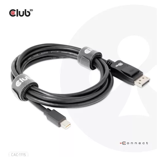Club 3D Kábel - CAC-1115 (Mini DisplayPort to DisplayPort 1.4 HBR3, 8K60Hz/4K120Hz, 2m, kétirányú)