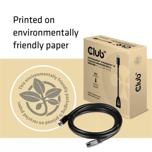 Club 3D Kábel - CAC-1121 (Mini DisplayPort 1.4 to DisplayPort 8K60Hz, 1m, DSC1.2, HBR3, HDR, M/F, Bidirectional)