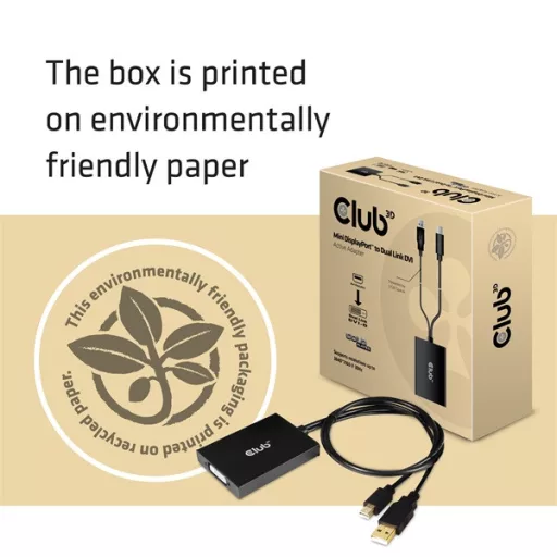 Club 3D Átalakító - CAC-1130 (Mini DisplayPort to Dual Link DVI-I Active, 4K30Hz)
