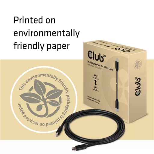 Club 3D Kábel - CAC-1164 (Mini DisplayPort 1.4, 8K60Hz, 34 AWG, 2m, M/M, 32.4Gbps, DSC)