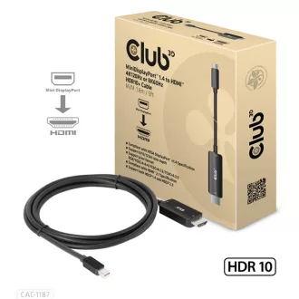   Club 3D Átalakító - CAC-1187 (Mini DisplayPort 1.4 to HDMI 4K120Hz / 8K60Hz HDR10+, 1.8m)