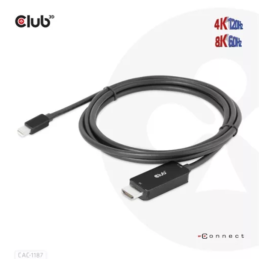 Club 3D Átalakító - CAC-1187 (Mini DisplayPort 1.4 to HDMI 4K120Hz / 8K60Hz HDR10+, 1.8m)