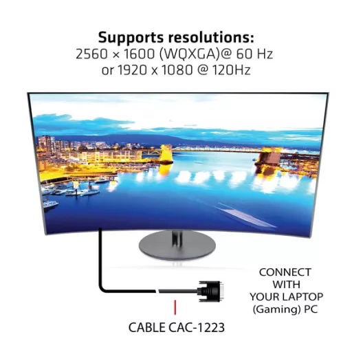 Club 3D Kábel - CAC-1223 (DVI-D Dual Link, 24+1, Bidirektional, 28AWG, 3m, Plug & Play)