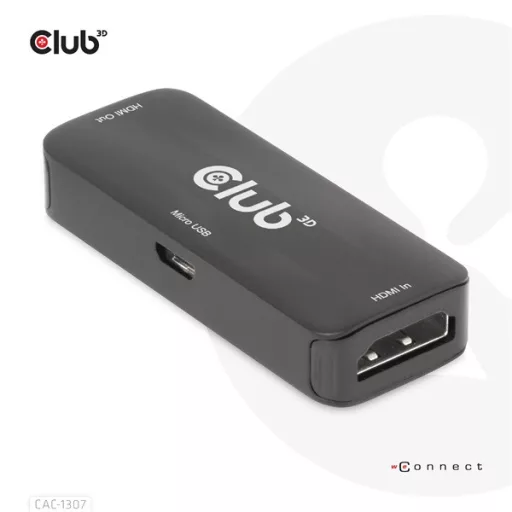 Club 3D Átalakító - CAC-1307 (HDMI aktív ismétlő 4K60Hz, Micro USB tápellátás, 18Gbps, 3D, HDR, HDCP 2.2&1.4)