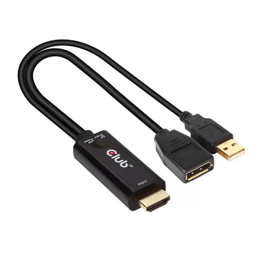 Club 3D Átalakító - CAC-1331 (HDMI 2.0 to DisplayPort 1.2 4K60Hz HDR M/F, USB-A táp, 25cm)