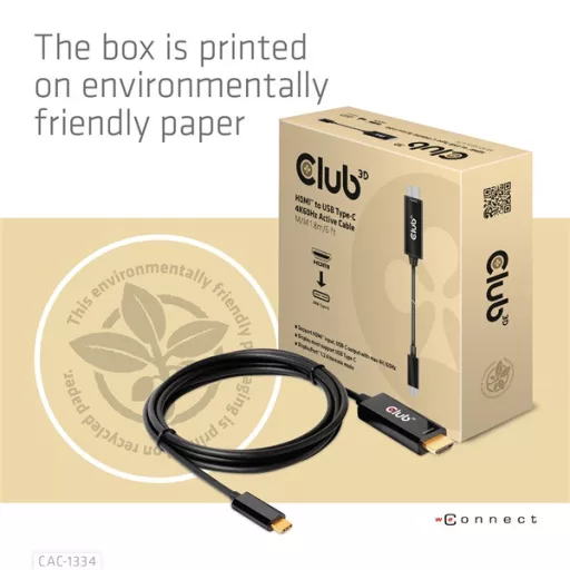 Club 3D Kábel - CAC-1334 (HDMI to USB-C, Aktív, M/M, 4K60Hz, 1.8m)