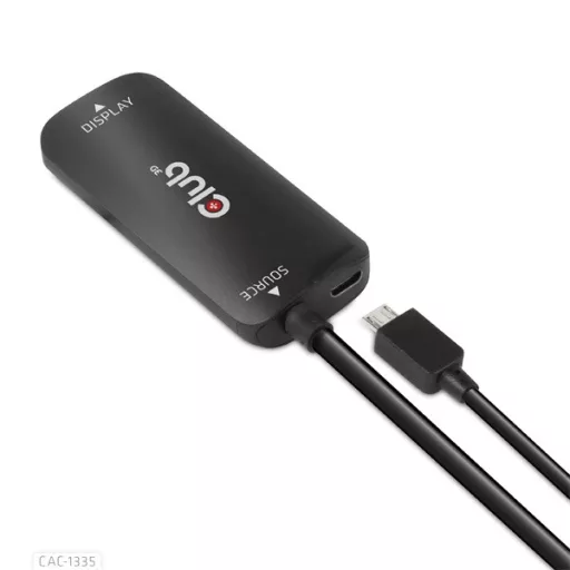 Club 3D Átalakító - CAC-1335 (HDMI+Micro USB to DisplayPort, 4K120Hz/8K30Hz, M/F, aktív)