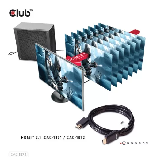 Club 3D Kábel - CAC-1372 (HDM 2.1, 4K120Hz, 8K60Hz, 48Gbps, 2m, M/M)