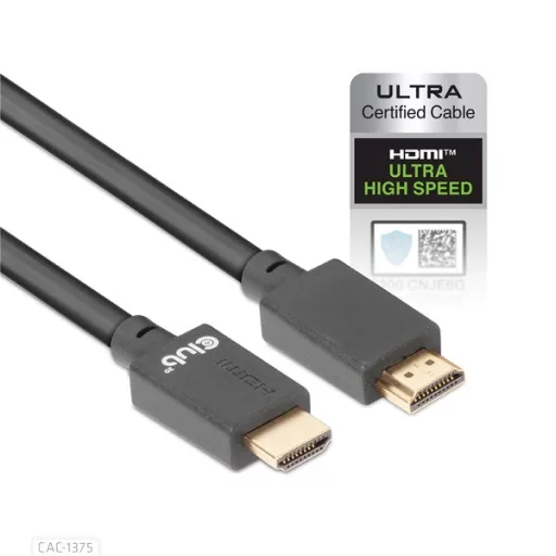 Club 3D Kábel - CAC-1375 (HDMI 2.1 Ultra High Speed, M/M, 4K120Hz, 8K60Hz, 48Gbps, 5m, VRR,QMS,QFT,eARC,HDR)