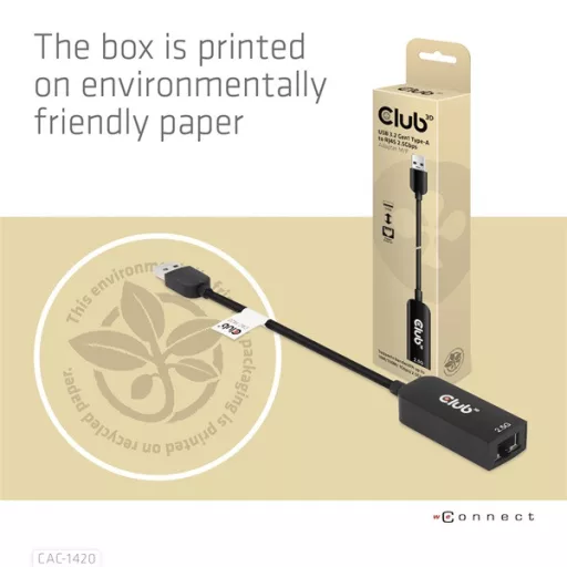 Club 3D Átalakító - CAC-1420 (3.2 USB-A to RJ45, 2.5Gb, M/F)