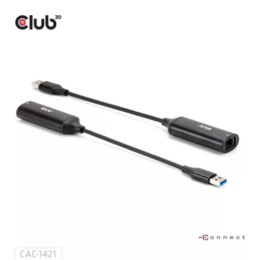 Club 3D Átalakító - CAC-1421 (USB-A to RJ45, 5 GBps, M/F)
