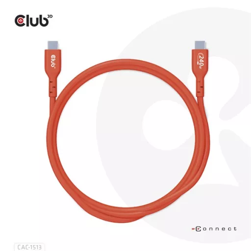 Club 3D Kábel - CAC-1513 (USB2 USB-C Bidirektional, 480Mb/s, PD 240W, USB-IF Certified, M/M, 3m)