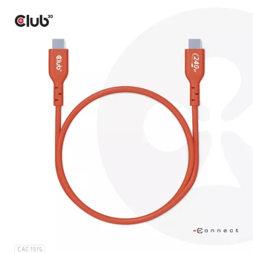 Club 3D Kábel - CAC-1515 (USB2.0 USB-C, 480Mb, 240W PD, kétirányú, USB-IF Certified, M/M, 4m)