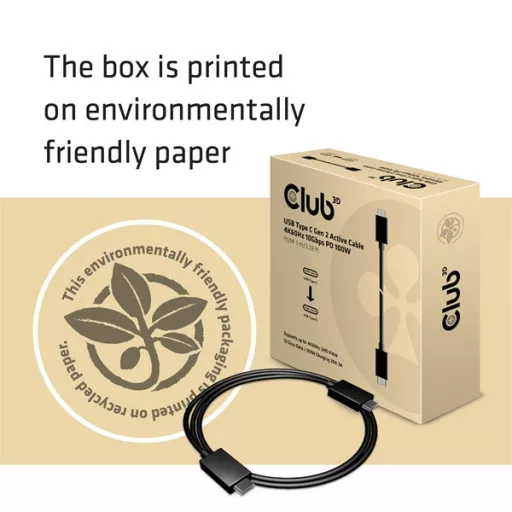 Club 3D Kábel - CAC-1522 (3.1 USB-C Gen 1 to 3.1 USB-C Gen 1, 10Gbps, 100W PD, 4K60Hz, M/M, 0,8m)