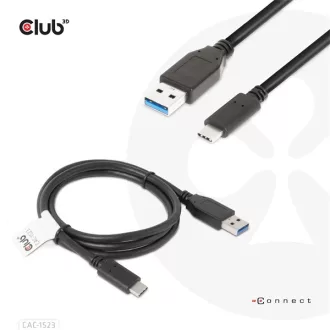   Club 3D Kábel - CAC-1523 (3.1 USB-C Gen 2 to 3.1 USB-A Gen 2, 10Gbps, 60W PD2.0, Bidirectional, 4K60Hz, M/M, 1m)