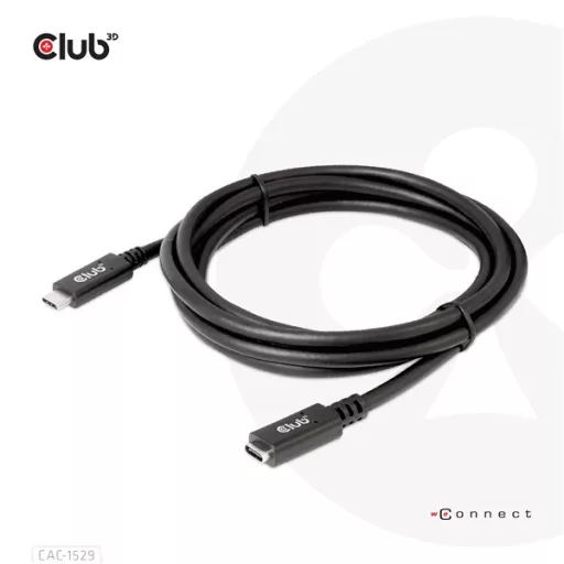 Club 3D Kábel - CAC-1529 (USB-C Gen 1 to USB-C, 5Gbps, 60W, 4K60Hz, M/F, 2m)