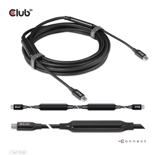 Club 3D Kábel - CAC-1535 (3.2 USB-C Gen 2 to 3.2 USB-C Gen 2, 60W PD, 8K60Hz, Bidirectional, M/M, 5m)