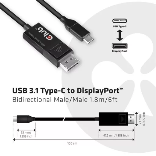 Club 3D Kábel - CAC-1557 (USB-C to DisplayPort 1.4, HDR, 1,8m, 8K60Hz)