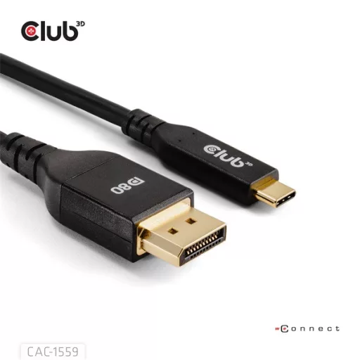 Club 3D Kábel - CAC-1559 (USB-C to DisplayPort 2.1, DP80 Bidirectional, 1m, 8K60Hz)