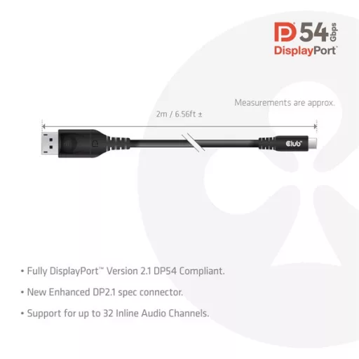 Club 3D Kábel - CAC-1563 (USB-C to DisplayPort 2.1, 8K120Hz, 2m, M/M)