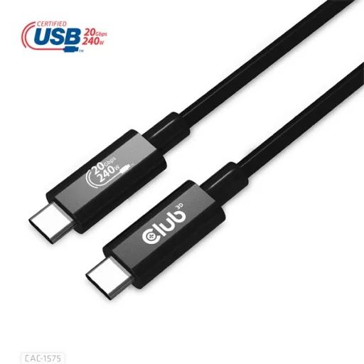 Club 3D Kábel - CAC-1575 (USB4 USB-C Gen 2x2, Bi-Directional USB-IF, 4K60Hz, 20Gbps, PD 240W(48V/5A) EPR M/M, 2m)