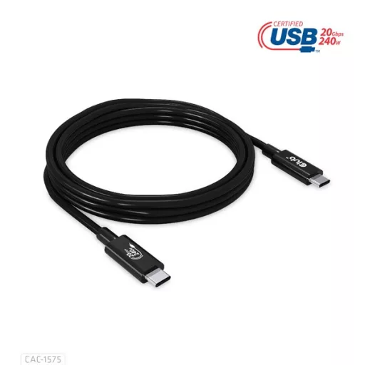 Club 3D Kábel - CAC-1575 (USB4 USB-C Gen 2x2, Bi-Directional USB-IF, 4K60Hz, 20Gbps, PD 240W(48V/5A) EPR M/M, 2m)