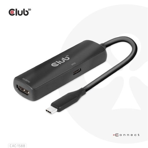 Club 3D Átalakító - CAC-1588 (USB-C Gen 2 to HDMI 4K120Hz, HDR10, DSC 1.2, USB-C 100W PD3.0, aktív)