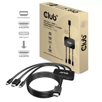   Club 3D Átalakító - CAC-1630 (USB-C + HDMI + MiniDisplayport to HDMI 4K60Hz, M/M, 32AVG)
