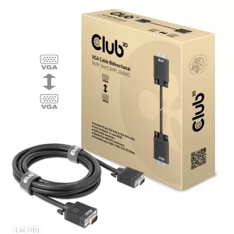   Club 3D Kábel - CAC-1703 (VGA Bidirectional, M/M, 3m, 28AWG, Full HD 1080p)